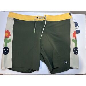 Roark The Passage Boardshorts Men's 38 Green Yellow‎ Waist Surf Swim Trunks
